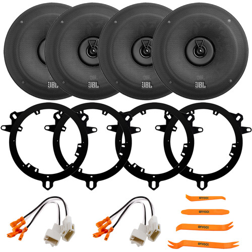 4x JBL STAGE3 68 6.5" 560W Max Coaxial Car Audio Speakers With Grille, 4x 6" to 6.75" Speaker Adapters, 2x Speaker Connector, Pry Tool Set (Bundle Fits Select 1998-2025 Toyota/Lexus/Scion Vehicles)