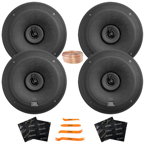 4x JBL STAGE3 68 6.5" 560 Watt Max Power Coaxial Car Audio Speakers With Grille, 4x Speaker Sound Deadening Material For Car Speakers, Speaker Wire, Pry Tool Set