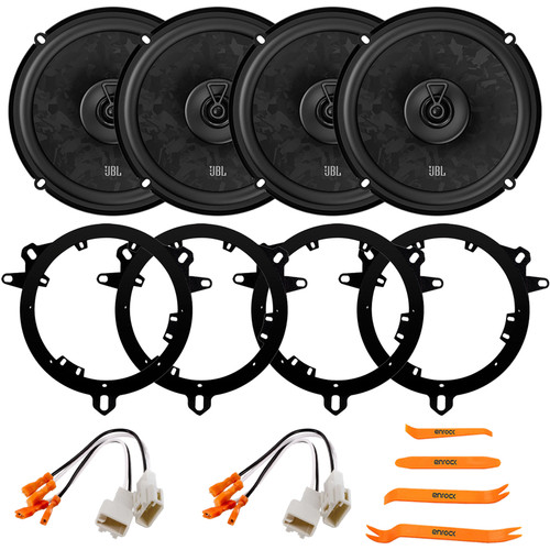 4x JBL Stage3 68F 6.5" 560W Max Power 2-Way Coaxial Car Audio Speakers, 4x 6" to 6.75" Speaker Adapters, 2x Speaker Connector, Pry Tool Set (Bundle Fits Select 1998-2025 Toyota/Lexus/Scion Vehicles)