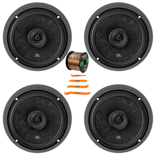 4x JBL Stage3 68F 6.5" 560 Watt Max Power 2-Way Coaxial Car Audio Speakers, 4x 6.5" Adjustable Speaker Baffle, Pry Tool Set, 50 Feet 16 Gauge Speaker Wire