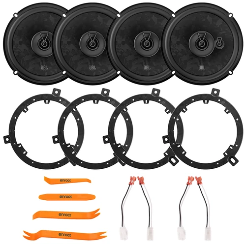 4x JBL Stage3 68MF 6.5" 560 Watt Max Power 3-Way Car Audio Speakers, 4x 6" to 6.75" Speaker Adapters, 2x Speaker Harness, Pry Tool Set (Bundle Fits Select 1995-Up Chrysler Multi Vehicles)
