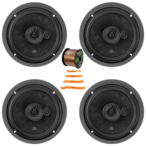 4x JBL Stage3 68MF 6.5" 560 Watt Max Power 3-Way Car Audio Speakers, 4x 6.5" Adjustable Speaker Baffle, Pry Tool Set, 50 Feet 16 Gauge Speaker Wire