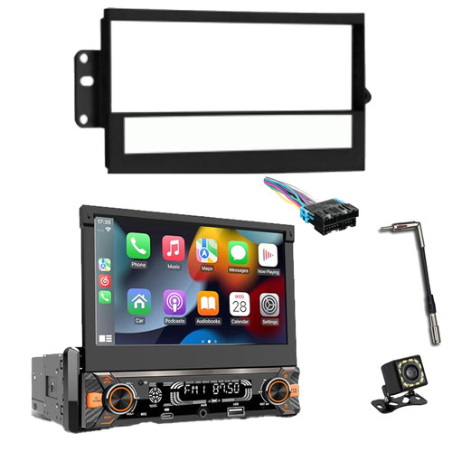 Pyle PLTS80 7" HD Touchscreen Single Din Bluetooth AM/FM Stereo Receiver, Night Vision Backup Camera with Harness, Antenna Adapter, Radio Install Kit (1994-2005 GM Vehicles)