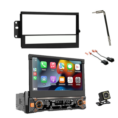 Pyle PLTS80 7" HD Touchscreen Single Din Bluetooth AM/FM Stereo Receiver, Night Vision Backup Camera with Harness, Antenna Adapter, Radio Install Kit (2007-Up Chrysler/Dodge/Jeep)