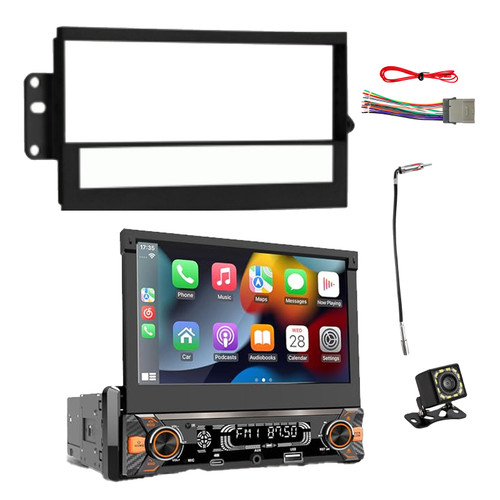 Pyle PLTS80 7" HD Touchscreen Single Din Bluetooth AM/FM Stereo Receiver, Night Vision Backup Camera with Radio Harness, Antenna Adapter, Install Kit (2000-08 GM Truck/SUVs/Vehicles)