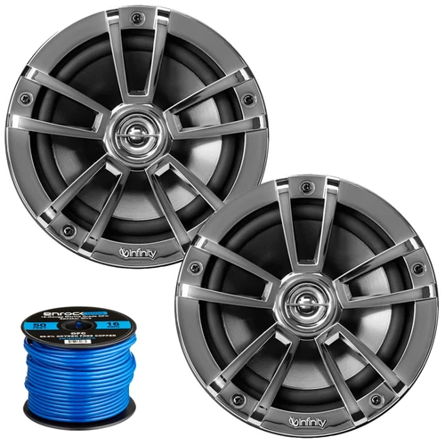 One Pair (QTY 2) Of Infinity Reference 622M 6.5" 225 Watt Max Power High-Performance 2-Way Marine Speakers, 50 Feet 16 Gauge Speaker Wire