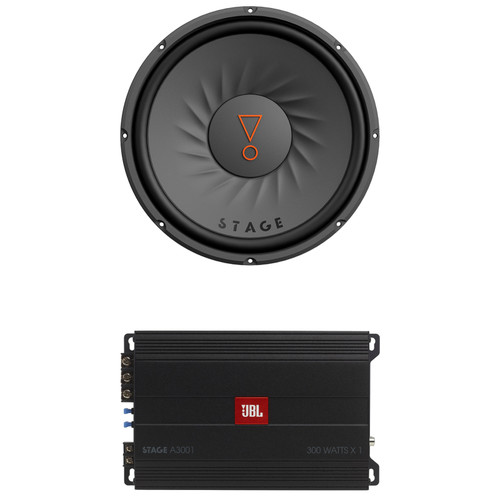 JBL STAGE 102 10" 900 Watt Max Power Car Audio Subwoofer (Single), 300 Watt RMS Full-Range Class D Mono Automotive Subwoofer Amplifier