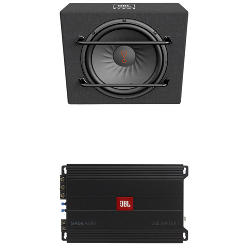 JBL Stage 1200S 12" 1000 Watt Max Power Car Audio Subwoofer Sealed Enclosure (Single), 300 Watt RMS Full-Range Class D Mono Automotive Subwoofer Amplifier