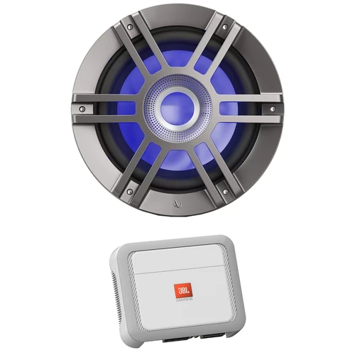 Infinity KAPPA 1050M 10" 900 Watt Max Power RGB LED Titanium Marine Subwoofer (Single), 350 Watt x 1 @ 4 Ohms Mono Class D Boat Amplifier