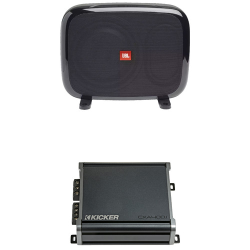 JBL FUSE Dual Compact 8" 600 Watt Max Power Passive Car Audio Subwoofer Enclosures (Single), 400 Watt Class D Mono Automotive Subwoofer Amplifier