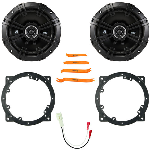 2x Kicker 43DSC6504 6.5" 240 Watt Max Power 2-Way 4-Ohm Coaxial Car Audio Speakers, 2x Speaker Adapter, Speaker Adaptor Harness, Pry Tool Set (Fits Select 2010-14 Hyundai and Kia Vehicles)