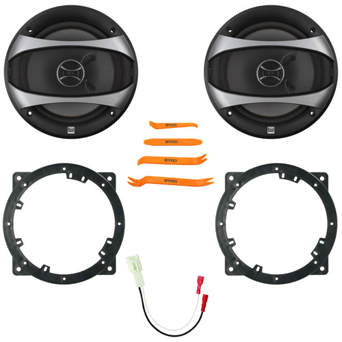 2x Dual Electronics D65SP 6.5" 100 Watt Max Power 2-Way Car Audio Speakers, 2x Speaker Adapter, Speaker Adaptor Harness, Pry Tool Set (Fits Select 2010-14 Hyundai and Kia Vehicles)