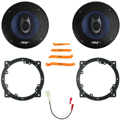 2x Pyle PL63BL 6.5" 360 Watt Max Power 3-Way Car Audio Speakers, 2x Speaker Adapter, Speaker Adaptor Harness, Pry Tool Set (Fits Select 2010-14 Hyundai and Kia Vehicles)