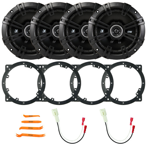 4x Kicker 43DSC6504 6.5" 240 Watt Max Power 2-Way 4-Ohm Coaxial Car Audio Speakers, 4x Speaker Adapter, 2x Speaker Adaptor Harness, Pry Tool Set (Fits Select 2010-14 Hyundai and Kia Vehicles)