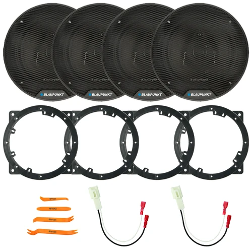 4x Blaupunkt BPS-ES650 6.5" 60 Watt Max Power 3-Way Car Audio Speakers, 4x Speaker Adapter, 2x Speaker Adaptor Harness, Pry Tool Set (Fits Select 2010-14 Hyundai and Kia Vehicles)