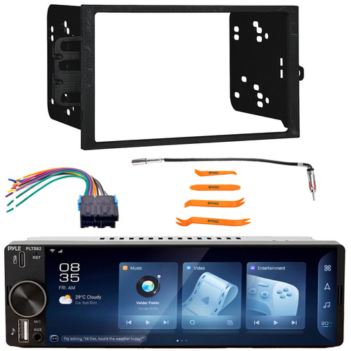Pyle PLTS82 Single DIN 6.26" Touchscreen Bluetooth USB/AUX MP3 Player AM/FM Car Stereo Receiver w/Install Kit, Wiring Harness, Antenna Adapter, Pry Tool Set (Bundle Fits Select 1994-2012 GM Models)