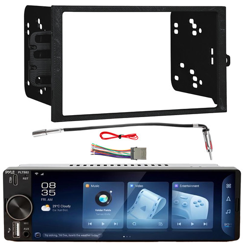Pyle PLTS82 Single DIN 6.26" Touchscreen Bluetooth USB/AUX MP3 Player AM/FM Radio Car Audio Stereo Receiver w/Installation Kit, Wiring Harness, Antenna Adapter (Bundle Fits 2000-2008 GM Car Vehicles)