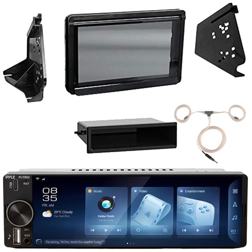 Pyle PLTS82 Single DIN 6.26" Touchscreen Bluetooth USB/AUX MP3 Player AM/FM Radio Car Audio Stereo Receiver, 22" Radio Antenna with 31" Wire Extension, Single-DIN Stereo Install Kit (Slingshot 2015+)