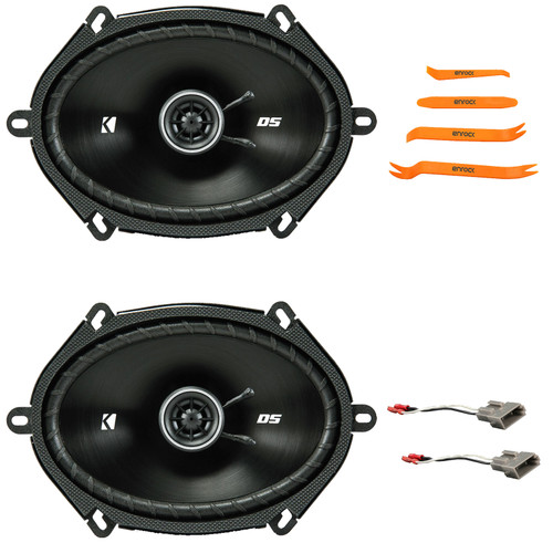 2x Kicker 43DSC6804 D-Series 6x8" 200 Watt Max Power 2-Way 4-Ohm Car Audio Coaxial Speakers, Speaker Harness, Pry Tool Set (Bundle Fits Select 1989-Up Ford Vehicles)