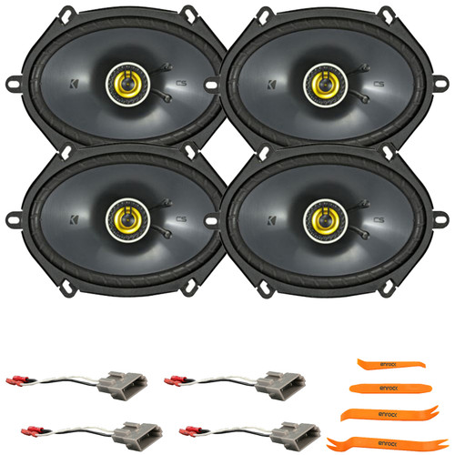 4x Kicker 46CSC684 CS-Series 6x8" 225 Watt Max Power 2-Way Black Car Audio Speakers, 2x Speaker Harnesses, Pry Tool Set (Bundle Fits Select 1989-Up Ford Vehicles)