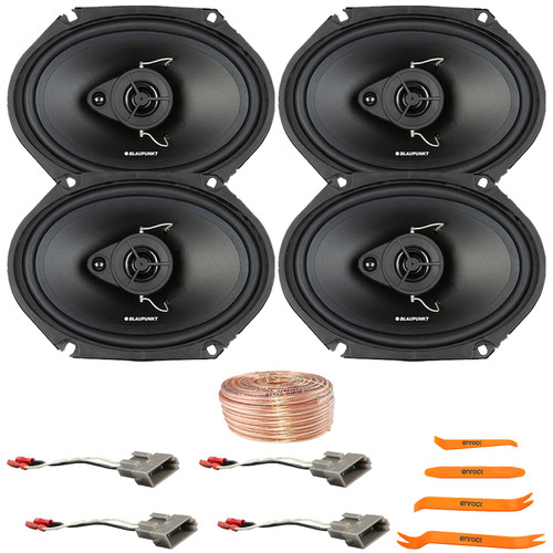 4x Blaupunkt BPS-E683 6x8" 60 Watt Max Power 3-Way Car Audio Speakers, 2x Speaker Harnesses, Speaker Wire, Pry Tool Set (Bundle Fits Select 1989-Up Ford Vehicles)