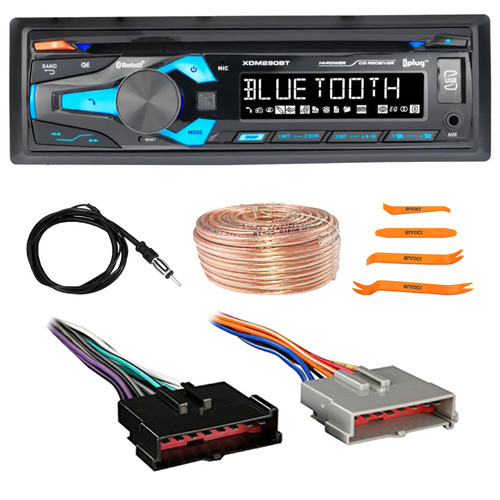 Dual Electronics XDM290BT Single DIN Bluetooth USB/AUX MP3/CD Player AM/FM Car Stereo Receiver, Pry Tool Set, Radio Antenna, Speaker Wire, Wiring Harness for Select 1985–2004 Ford & Other Vehicles