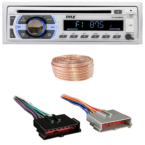 Pyle PLCD43MRB Single DIN Bluetooth USB/AUX MP3 Player AM/FM Radio In-Dash Head Unit Stereo Receiver, 50 Feet 18 Gauge Speaker Wire, Wiring Harness for Select 1985–2004 Ford & Other Vehicles