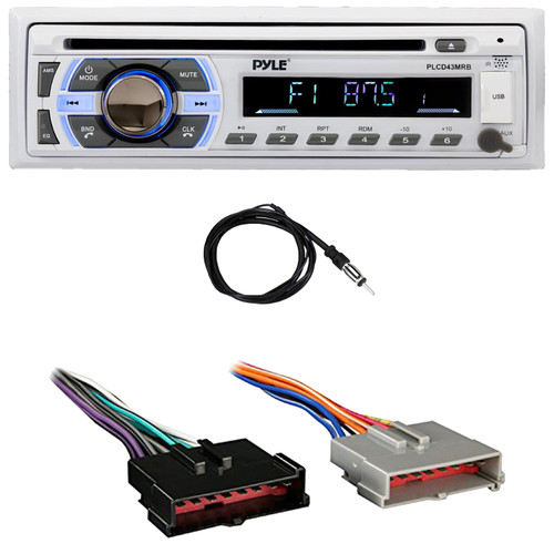 Pyle PLCD43MRB Single DIN Bluetooth USB/AUX MP3 Player AM/FM Radio In-Dash Head Unit Stereo Receiver, 22" Radio Antenna, Wiring Harness for Select 1985–2004 Ford & Other Vehicles