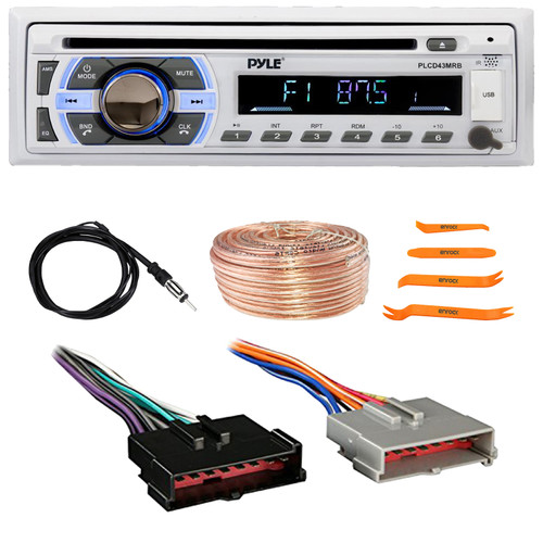Pyle PLCD43MRB Single DIN Bluetooth USB/AUX MP3 Player AM/FM In-Dash Head Unit Receiver, Pry Tool Set, Radio Antenna, Speaker Wire, Wiring Harness for Select 1985–2004 Ford & Other Vehicles