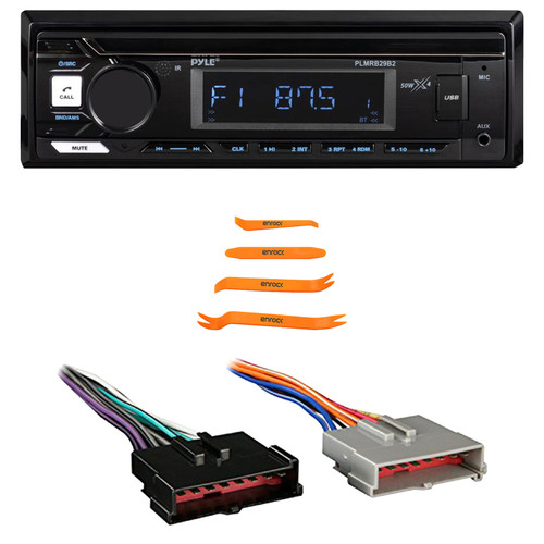 Pyle PLMRB29B2 Single DIN Bluetooth USB/AUX MP3 Player AM/FM Radio Stereo Receiver, Pry Tool Set, Wiring Harness for Select 1985–2004 Ford & Other Vehicles