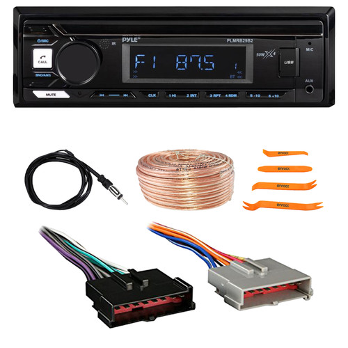 Pyle PLMRB29B2 Single DIN Bluetooth USB/AUX MP3 Player AM/FM Radio Stereo Receiver, Pry Tool Set, Radio Antenna, Speaker Wire, Wiring Harness for Select 1985–2004 Ford & Other Vehicles