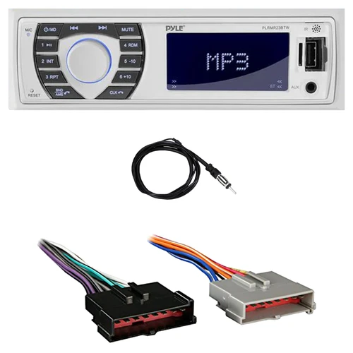 Pyle PLRMR23BTW Single DIN Bluetooth USB/AUX MP3 Player AM/FM Radio In-Dash Stereo Receiver, 22" Radio Antenna, Wiring Harness for Select 1985–2004 Ford & Other Vehicles