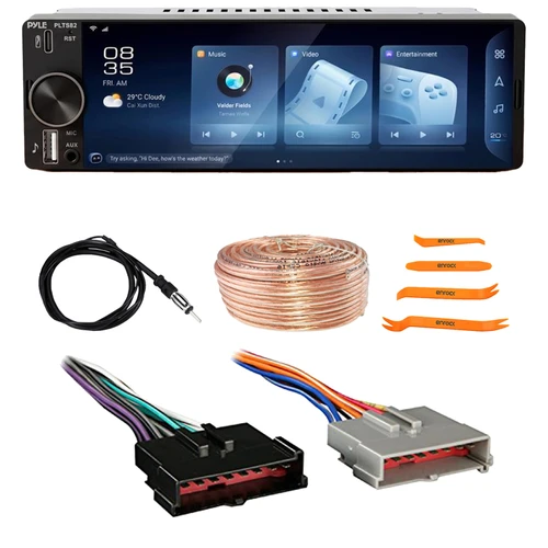Pyle PLTS82 Single DIN 6.26" Bluetooth USB/AUX MP3 Player AM/FM Radio Car Audio Stereo Receiver, Pry Tool Set, Radio Antenna, Speaker Wire, Wiring Harness for Select 1985–2004 Ford & Other Vehicles