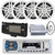 Pyle PLMRB29W Single DIN Bluetooth In-Dash Stereo Radio USB AUX Headunit Marine Receiver, 4x 6.5" 180W White Boat Speakers, 4-Channel Amplifier, Radio Cover, Antenna