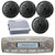4 x 45 Watt JBL MR18.5 AM/FM Radio Waterproof Marine Stereo Receiver, Pyle PLMR51B 100 Watts 5.25'' 2 Way Marine Speakers, PLMRA400 Pyle 4 Channel 400 Watt Waterproof Marine White Amplifier