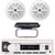 Pyle PLMRB29W2 Single DIN Marine Bluetooth USB/AUX MP3 Player AM/FM Radio Stereo Receiver w/White Cover, 2x 4" 100W Max Power Dual Cone Waterproof White Stereo Speakers