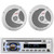 Pyle PLCD43MRB Single DIN Marine Bluetooth USB/AUX MP3 Player AM/FM Radio In-Dash Stereo Head Unit Receiver, 2x 6.5" 150 Watt Max Power Full Range Dual Cone Waterproof White Boat Stereo Speakers