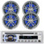 Pyle PLCD43MRB Single DIN Marine Bluetooth USB/AUX MP3 Player AM/FM Radio In-Dash Stereo Head Unit Receiver, 4x Enrock EM265C 6.5" 180 Watt Max Power 2-Way High-Performance Boat Charcoal Speakers