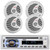 Pyle PLCD43MRB Single DIN Marine Bluetooth USB/AUX MP3 Player AM/FM Radio In-Dash Stereo Head Unit Receiver, 4x 6.5" 150 Watt Max Power Full Range Dual Cone Waterproof White Boat Stereo Speakers
