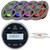 Enrock EM856 Marine Bluetooth USB/AXU AM/FM Radio Weather-Resistant Gauge Style Digital Media Receiver, 4x 6.5" 300W Max Power 2-Way RGB LED Gray Speakers, 4-Channel Waterproof Bluetooth Amplifier