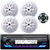 JVC KD-X38MBS Single DIN Marine Bluetooth MotorSports USB/AUX LED Illumination AM/FM Radio SiriusXM Ready Stereo Receiver w/Wired Remote, 4x 5.25'' 100 Watt Max Power 2-Way White Boat Speakers