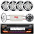 JVC KD-T92MBS Single DIN Marine MotorSports Bluetooth USB/AUX CD Player AM/FM Radio Stereo Receiver W/Wired Remote, 4x 6.5" 180W Max Power 2-Way White Boat Speakers, 4-Channel Amplifier, Radio Antenna