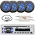 Pyle PLCD43MRB Single DIN Marine Bluetooth USB/AUX MP3 Player AM/FM Radio In-Dash Head Unit Stereo Receiver, 4x 4" 100W Max 2-Way Low Profile Blue LED Boat Speakers, 4-Channel Amplifier, Radio Antenna