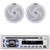 Pyle PLCD43MRB Single DIN Marine Bluetooth USB/AUX MP3 Player AM/FM Radio In-Dash Stereo Head Unit Receiver, 2x 5.25" 180 Watt Max 2-Way Waterproof Low Profile Slim Style White Speakers