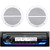 JVC KD-X38MBS Single DIN Marine MotorSports Bluetooth USB/AUX LED Illumination AM/FM Radio SiriusXM Ready Stereo Receiver, 2x Enrock EM602W 6.5" 90 Watt Max Power 2-Way Full Range White Boat Speakers