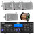Pyle PDA6BU 200-Watt Bluetooth USB/AUX Home Audio Stereo Receiver, 4x Pyle PLMR24S 3.5'' 200 Watt Max Power 3-Way Weather Proof Mini Box Silver Speakers, 50 Feet 16 Gauge Speaker Wire