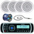 Jensen MS2A Marine AM/FM Radio USB Bluetooth Waterproof Stereo Receiver, 4x Magnadyne WR20W 5" Dual Cone Waterproof White Marie Speakers, Enrock 22" Radio Antenna, 50 Foot 16G Speaker Wire