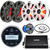 Enrock EM856 Gauge Mount Media Center Marine Bluetooth Receiver Bundle With 4x Kicker KM654 6.5" Audio LED Speakers +  4-Channel Class D Amplifier + Radio Antenna + 50 Ft Wire
