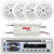 Pyle PLCD43MRB Single DIN Marine Bluetooth USB/AUX MP3 Player AM/FM Radio In-Dash Stereo Head unit Receiver, 4x 4'' 100 Watt Max Power Dual Cone Waterproof Stereo Speakers, 4-Channel Amplifier