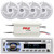 Pyle PLCD43MRB Single DIN Marine Bluetooth USB/AUX MP3 Player AM/FM Radio In-Dash Head Unit Stereo Receiver, 4x 4" 100W Max Power Low Profile 2-Way White Boat Speakers, 4-Channel Waterproof Amplifier